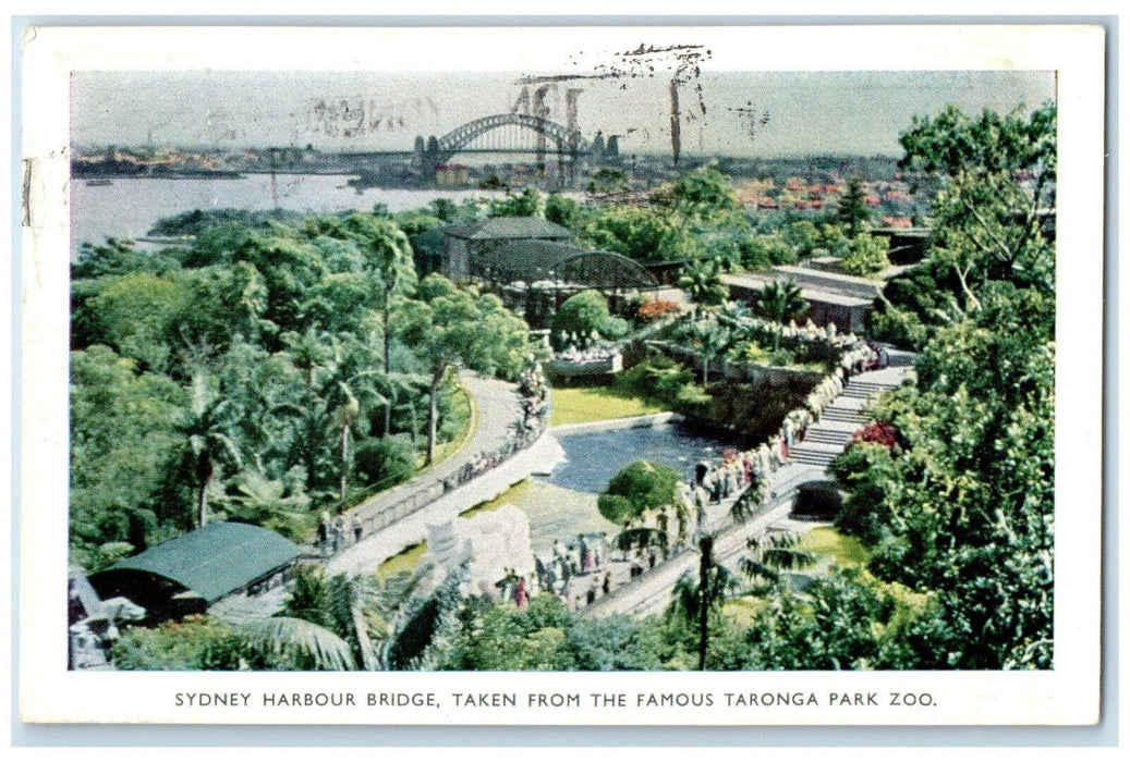 1956 Sydney Harbour Bridge Taken from Taronga Park Zoo Australia Postcard