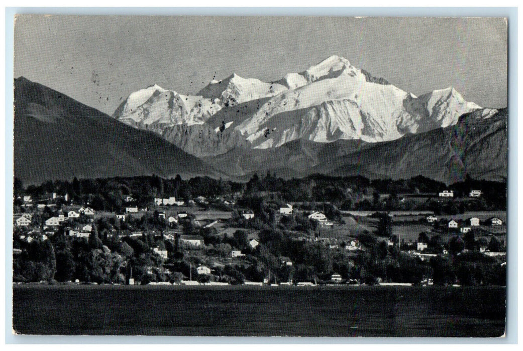 1958 View From Geneva Buildings in Le Mont-Blanc Italy Posted Vintage Postcard