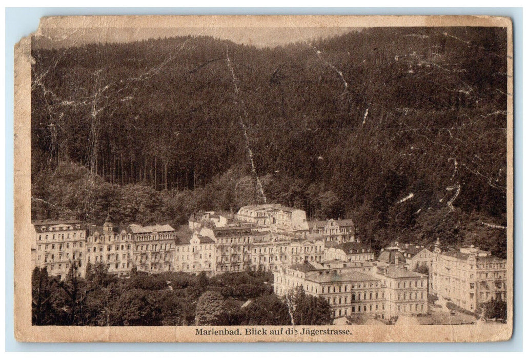 c1930's Mariánské Lázně Jäger Street Karlovy Vary Czech Republic Postcard