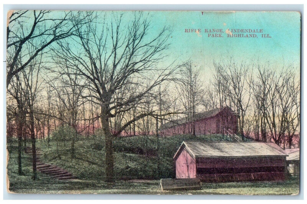 c1910 Rifle Range Lindendale Park Highland Illinois IL Antique Vintage Postcard