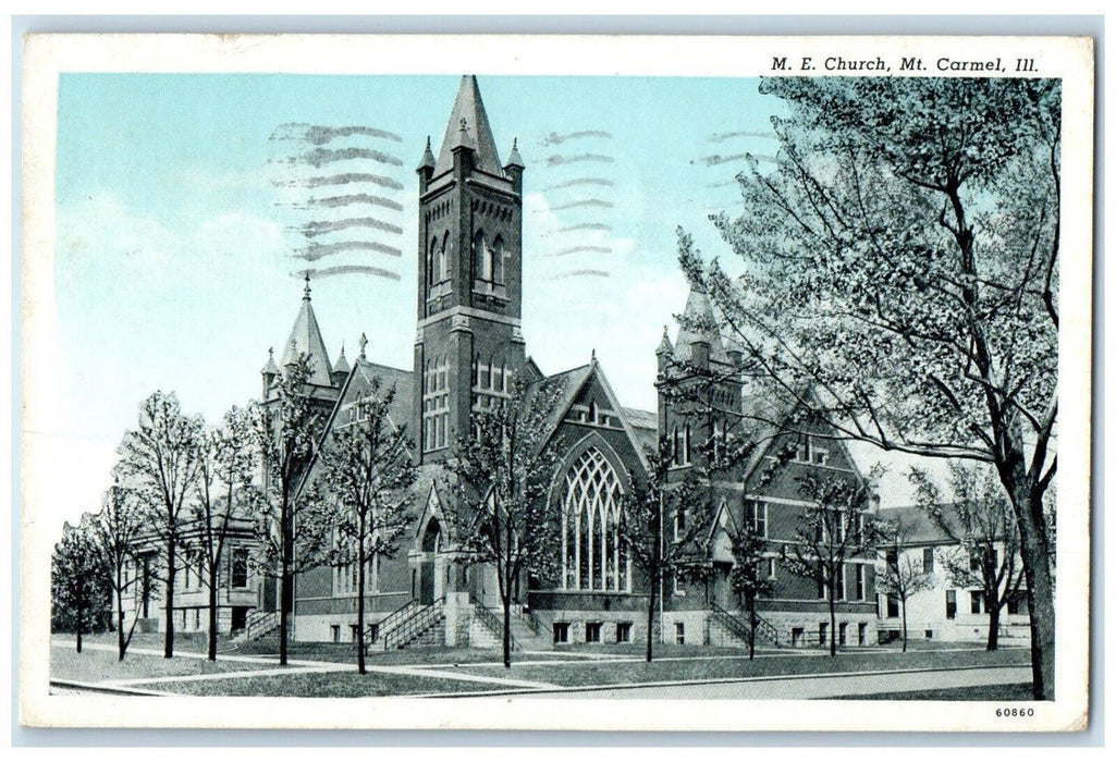 1942 Methodist Episcopal Church Mt Carmel Illinois IL Antique Vintage Postcard