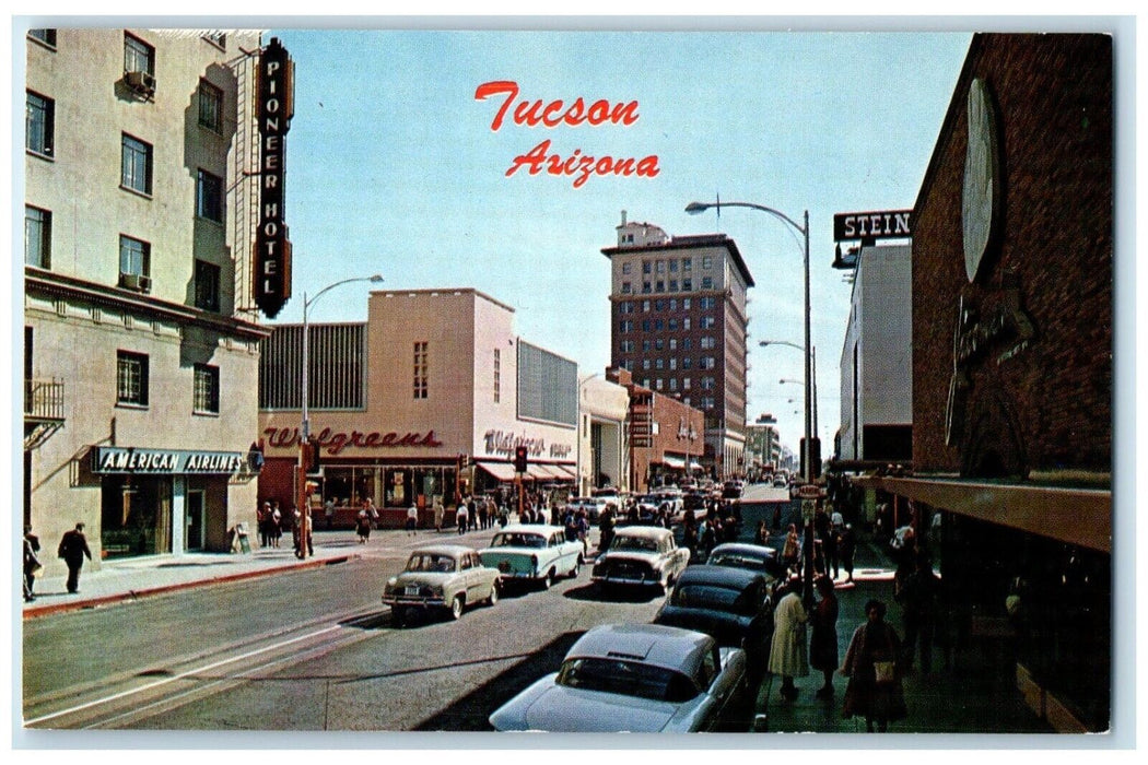 c1960's Looking South On Stone American Airlines Cars Tucson Arizona AZ Postcard