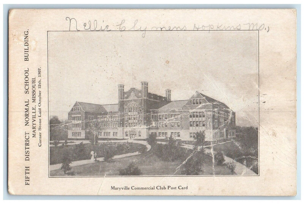 1907 Fifth District Normal School Building Maryville Missouri MO Posted Postcard