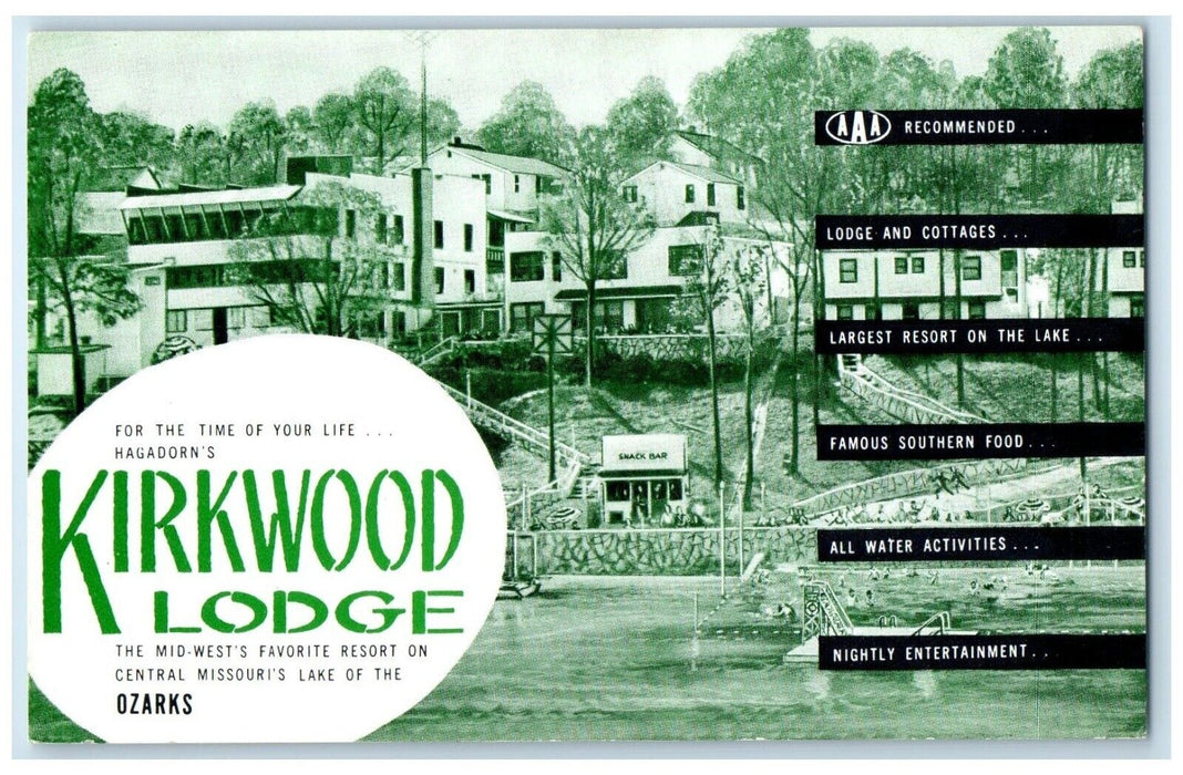 Kirkwood Lodge Resort On Central Missouri's Lake Of The Ozark's MO Postcard