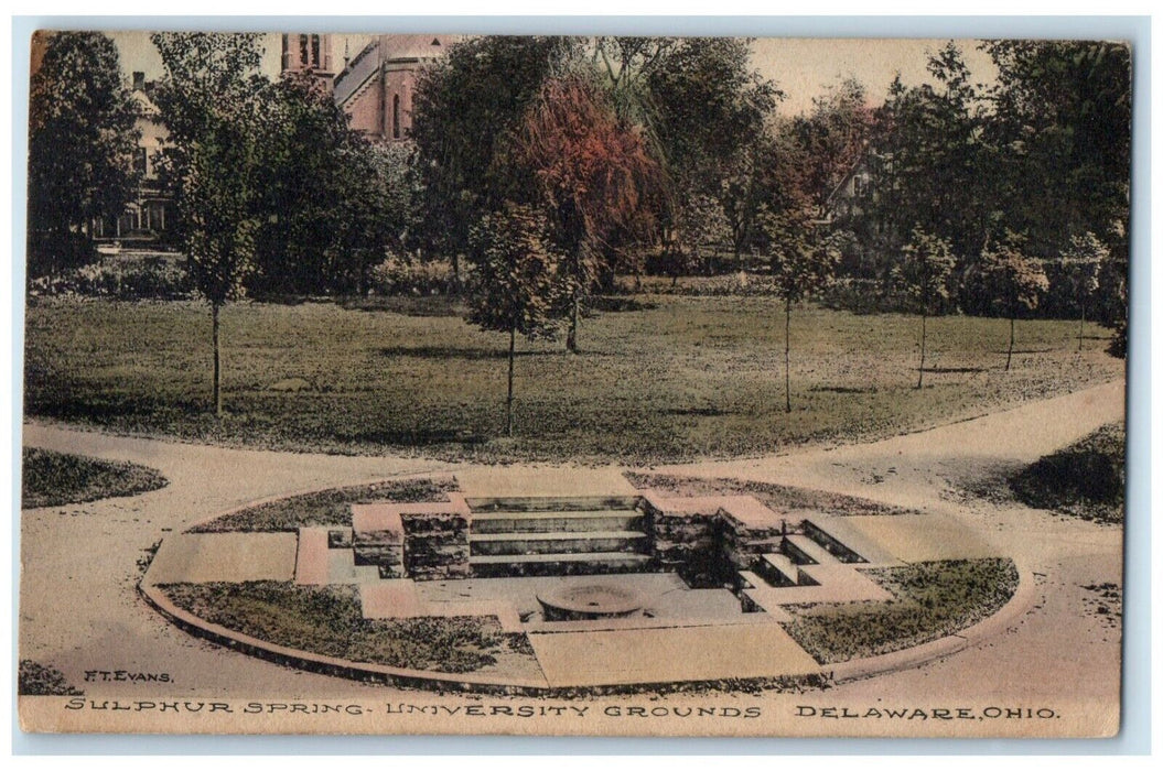 1908 Sulphur Spring University Grounds Delaware Ohio OH Vintage Antique Postcard
