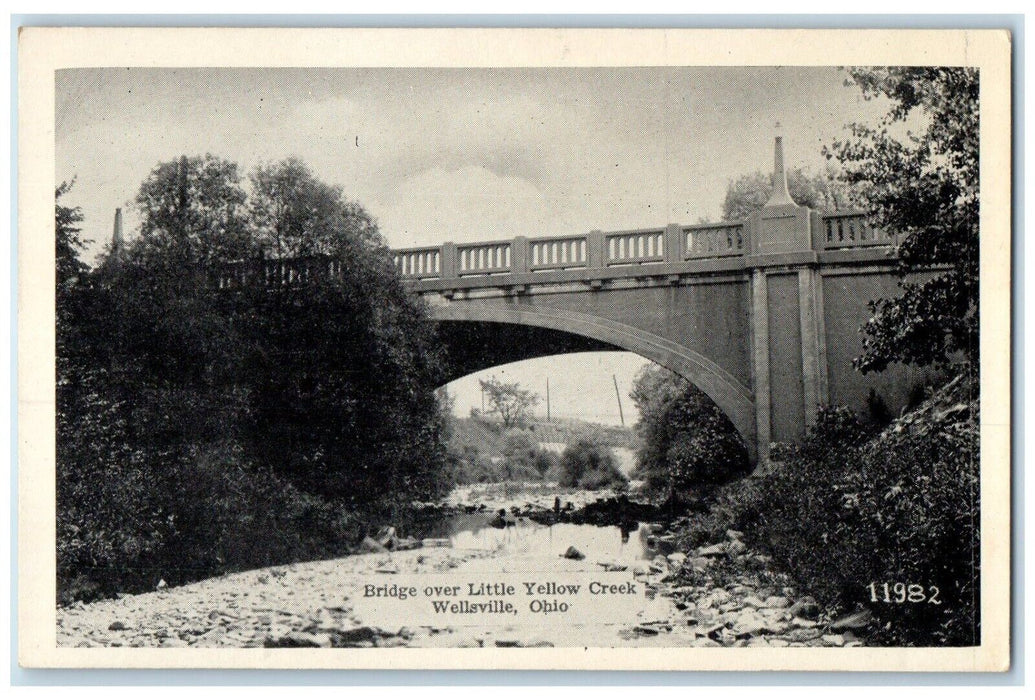 c1940 Scenic View Bridge Little Yellow Creek Wellsville Ohio OH Vintage Postcard