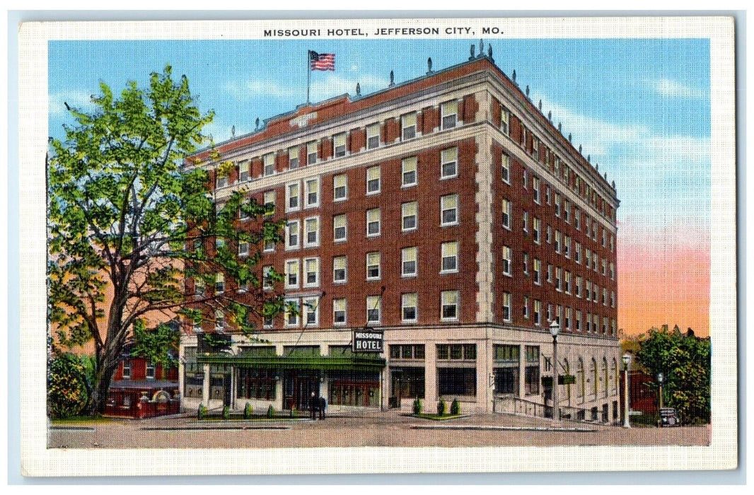 c1930's Missouri Hotel Building Car Jefferson City Missouri MO Vintage Postcard