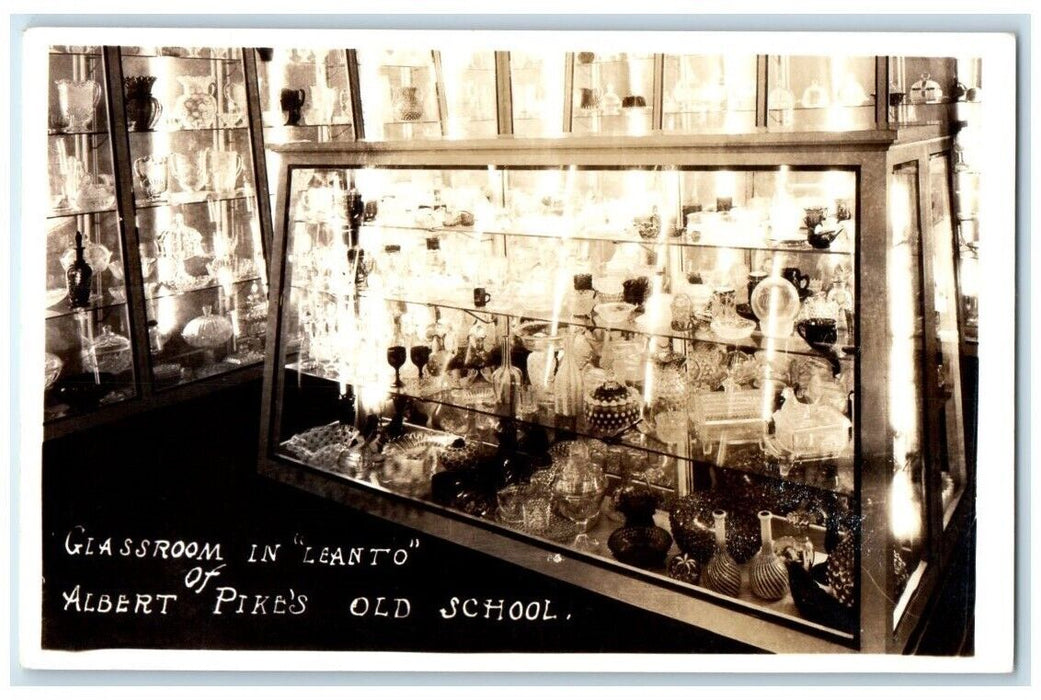 1939 Albert Pike's Old School Interior Leanto Winslow AR RPPC Photo Postcard