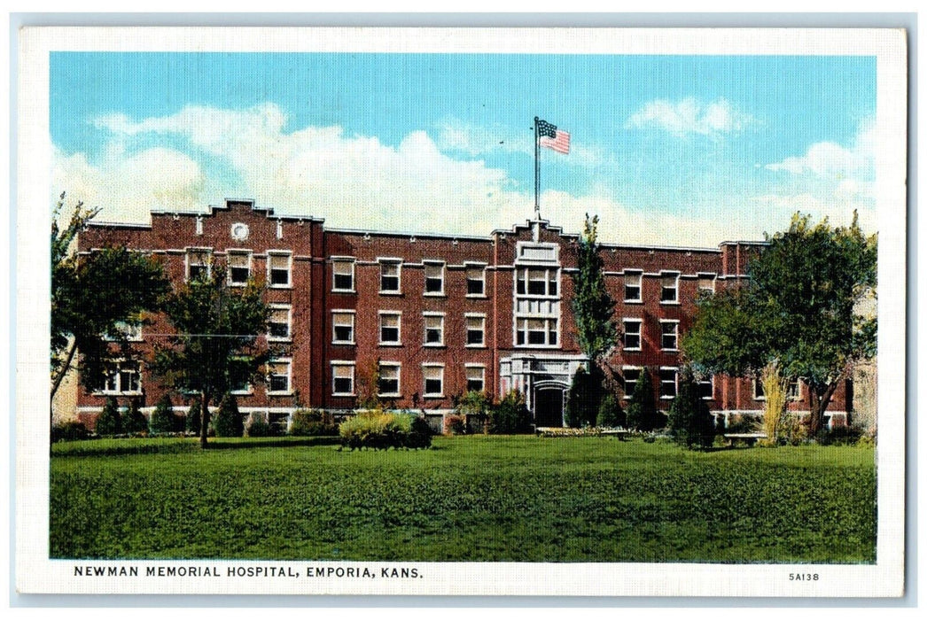 1935 Exterior View Newman Memorial Hospital Building Emporia Kansas KS Postcard