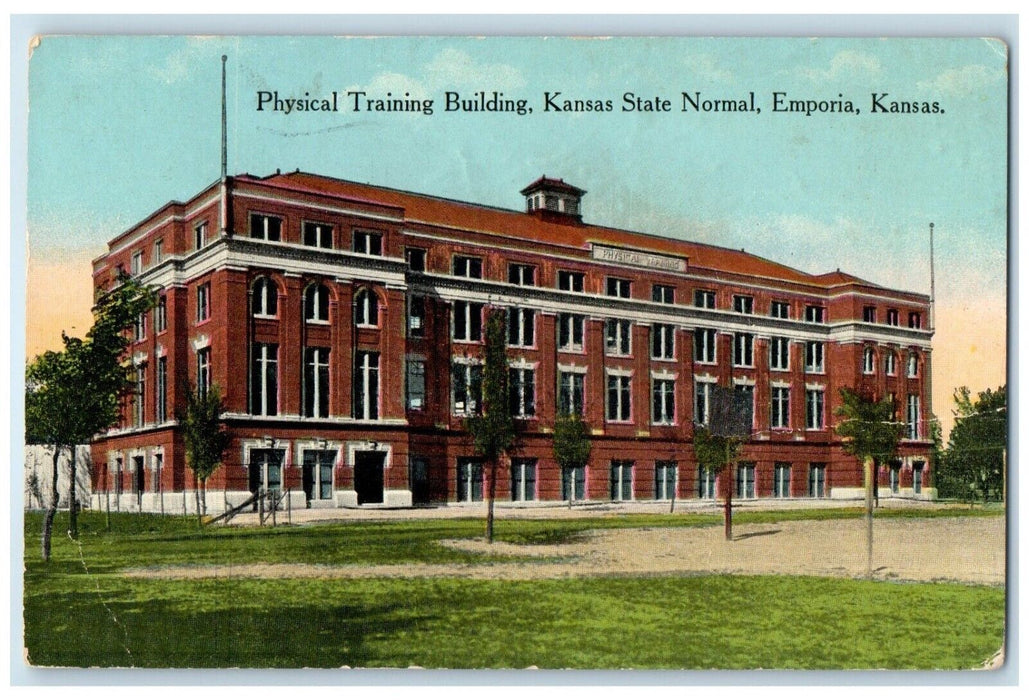 1915 Physical Training Building Kansas State Normal Emporia Kansas KS Postcard
