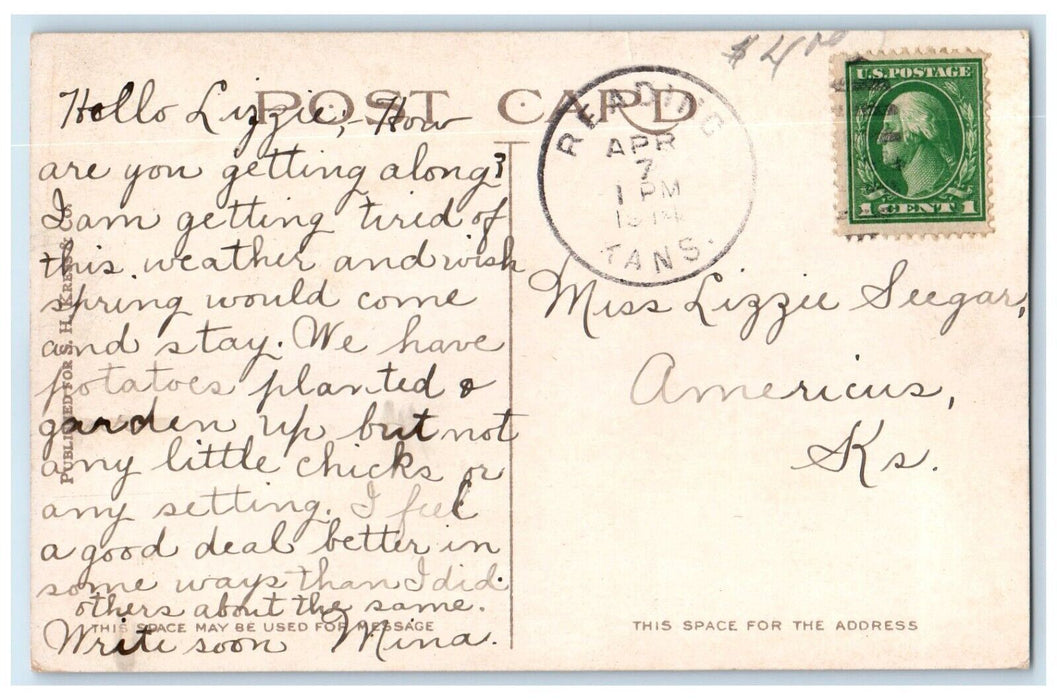 1914 Exterior View High School Building Classic Cars Emporia Kansas KS Postcard