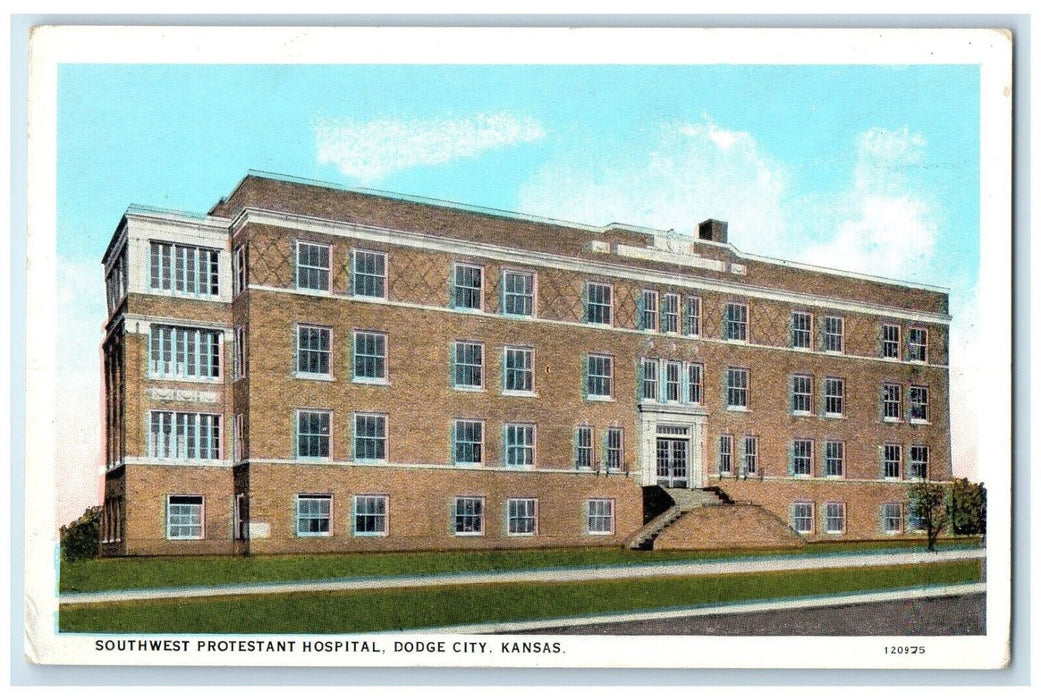 c1920 Exterior View Southwestern Protestant Hospital Dodge City Kansas Postcard