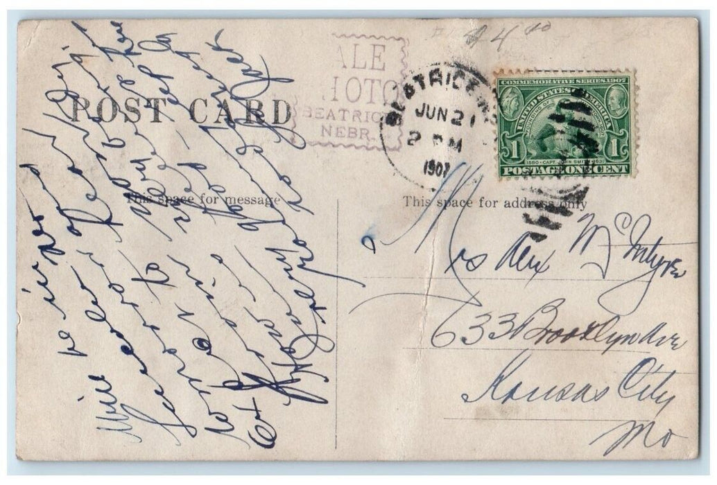 1907 Paddock Opera House Street View Beatrice Nebraska NE RPPC Photo Postcard