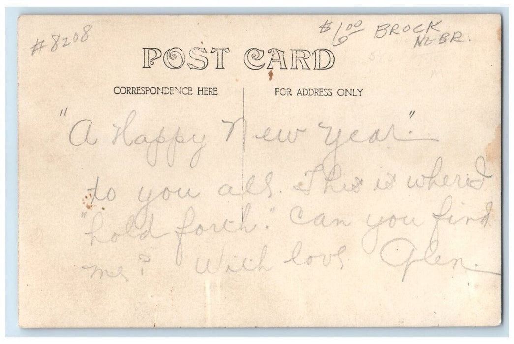 1911 School Building Students Teachers Children Brock NE RPPC Photo Postcard