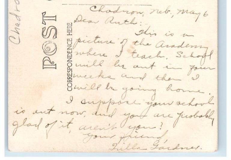 1910 School Academy Building View Chadron Nebraska NE RPPC Photo Postcard