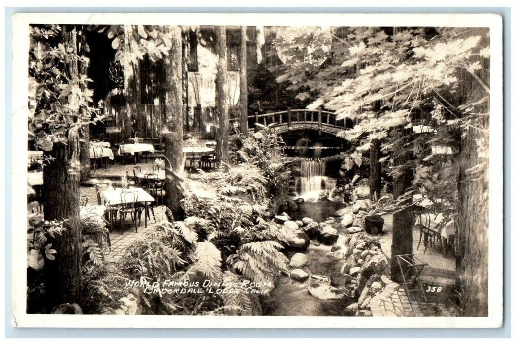 1932 World Famous Dining Room Interior Brookdale Lodge CA RPPC Photo Postcard