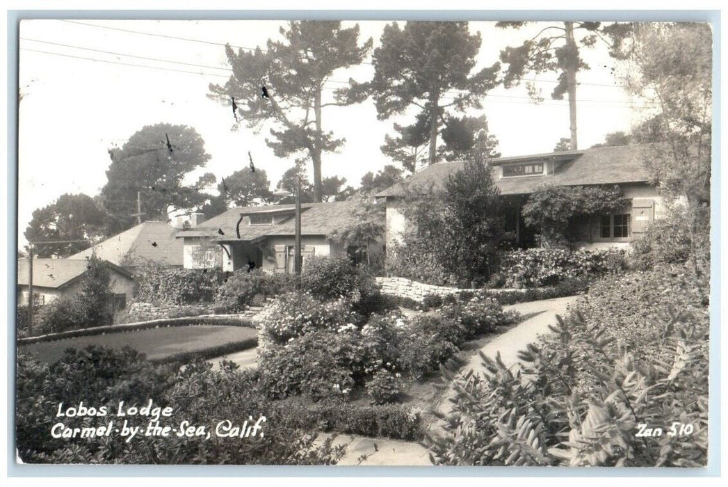 1947 Lobos Lodge Garden View Carmel By The Sea California CA RPPC Photo Postcard