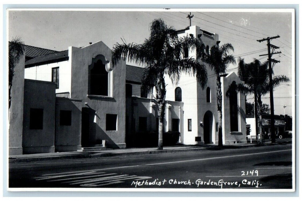 c1940's Methodist Church Building View Garden Grove CA RPPC Photo Postcard