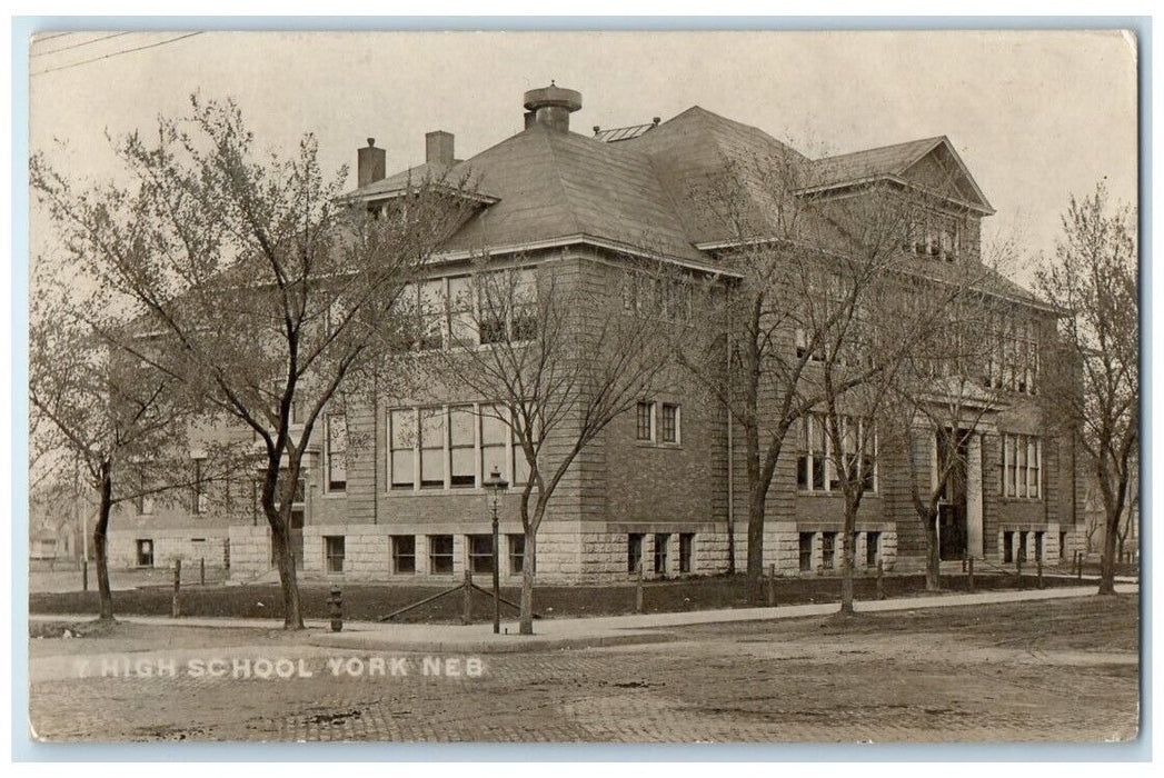 1911 High School Building View York Nebraska NE RPPC Photo Posted Postcard