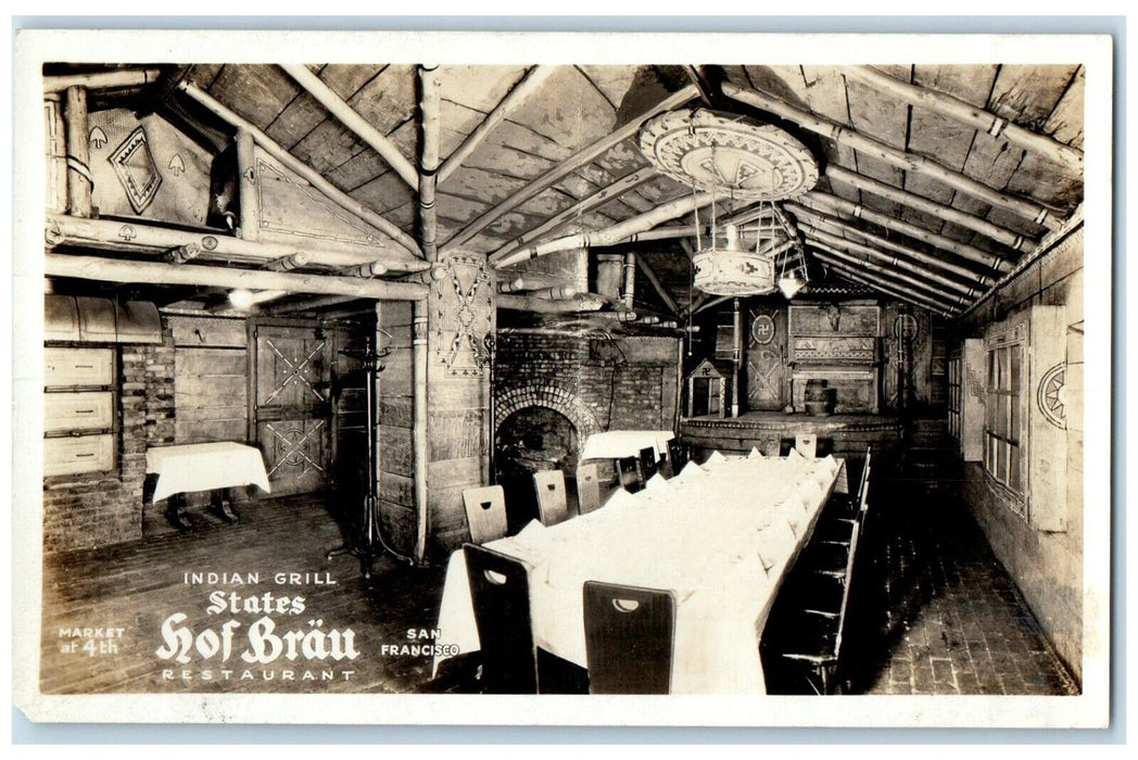 Indian Grill States Hot Brau Restaurant San Francisco CA RPPC Photo Postcard