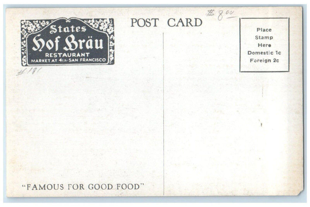 Indian Grill States Hot Brau Restaurant San Francisco CA RPPC Photo Postcard