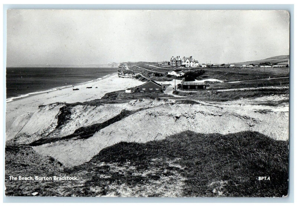 View Of The Beach Burton Bradstock England RPPC Photo Posted Vintage Postcard