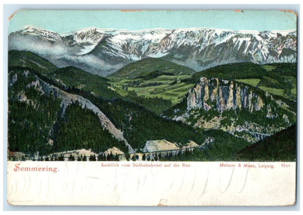 c1910 View from the Südbahnhotel to the Rax Semmering Austria Postcard