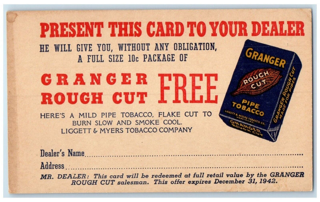 c1905 Granger Rough Cut Book Liggety & Myers Tobacco Co. Advertising Postcard
