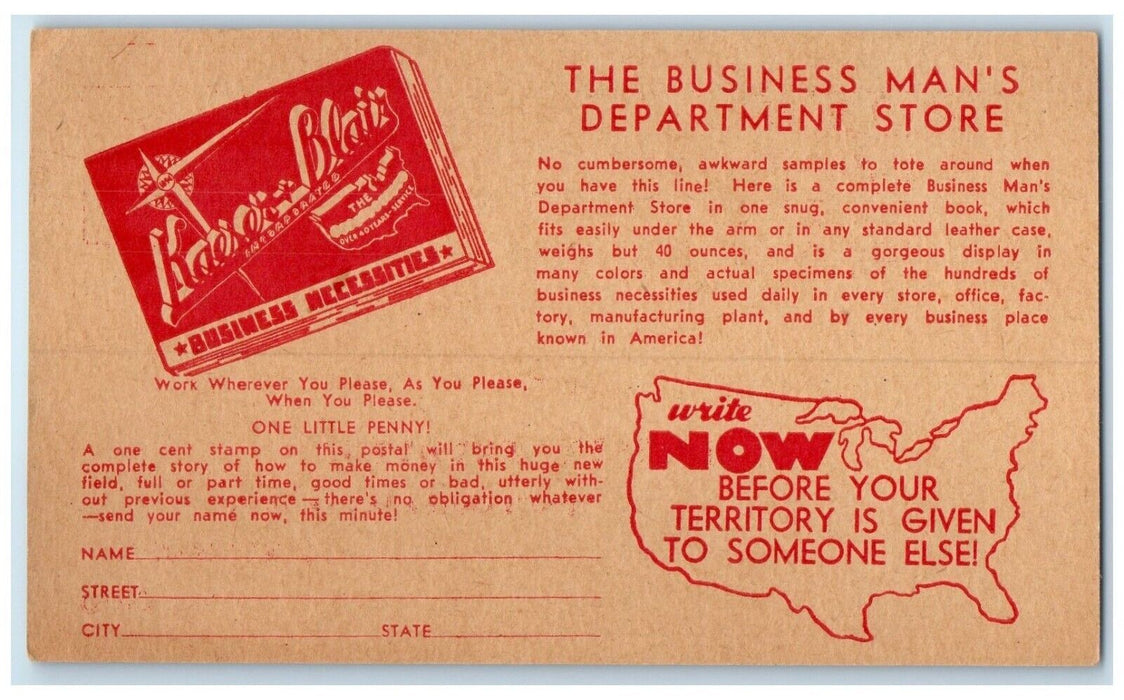 Kaese Blair Book Business Neccessities Cincinnati Ohio OH Advertising Postcard