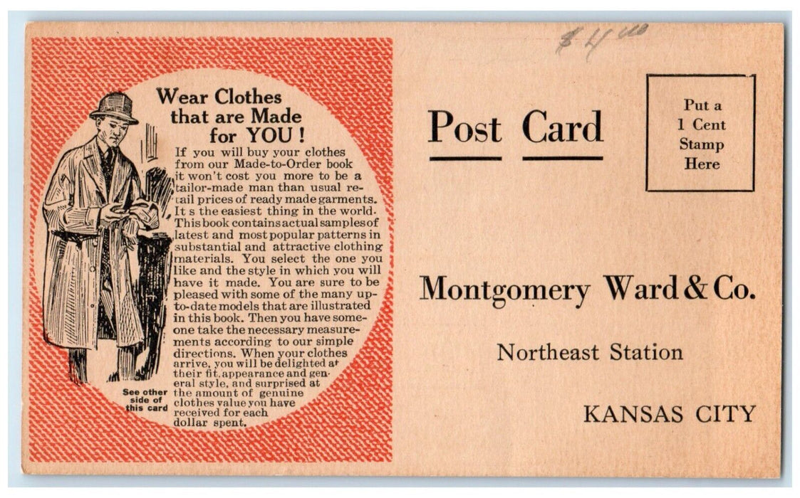 Clothing Book Montgomery Ward & Co. Kansas City Kansas KS Advertising Postcard