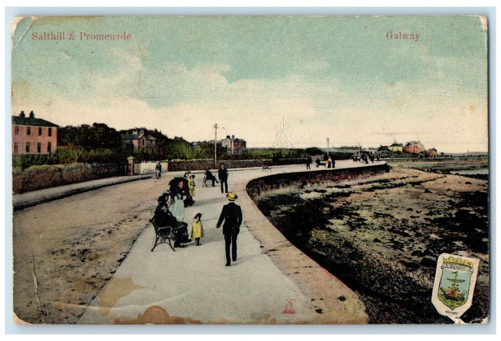 1907 Salthill & Promenade Galway Ireland Posted Antique The Milton Postcard