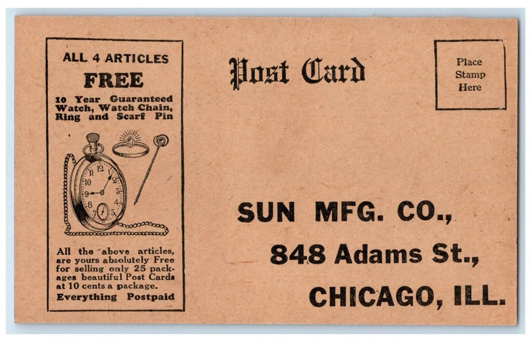 c1905 Sun MFG Company Chicago Illinois IL, Oil Or Electric Advertising Postcard