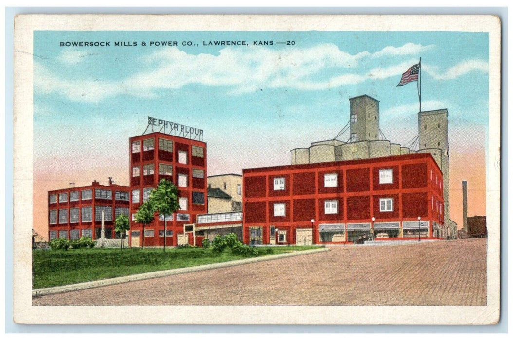1929 Bowersock Mills Power Co. Exterior Building Shop Lawrence Kansas Postcard