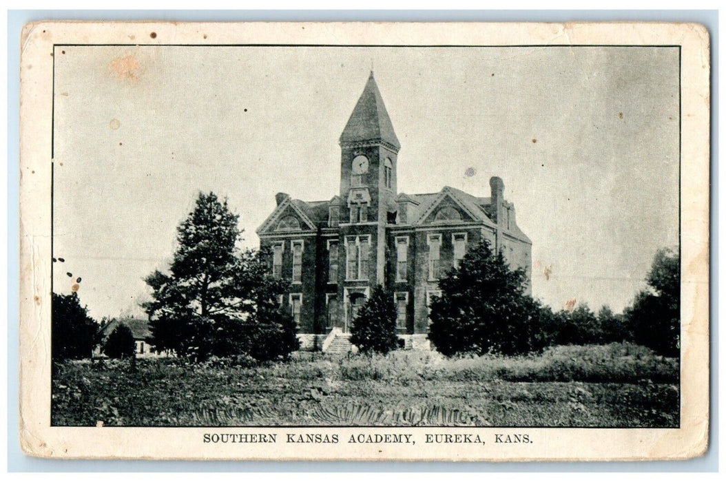 c1910 Exterior View Southern Kansas Academy Building Eureka Kansas KS Postcard