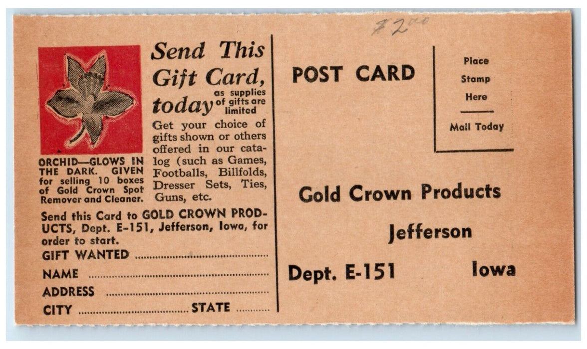 Birthstone Ring Given Gold Crown Products Jefferson IA Advertising Postcard