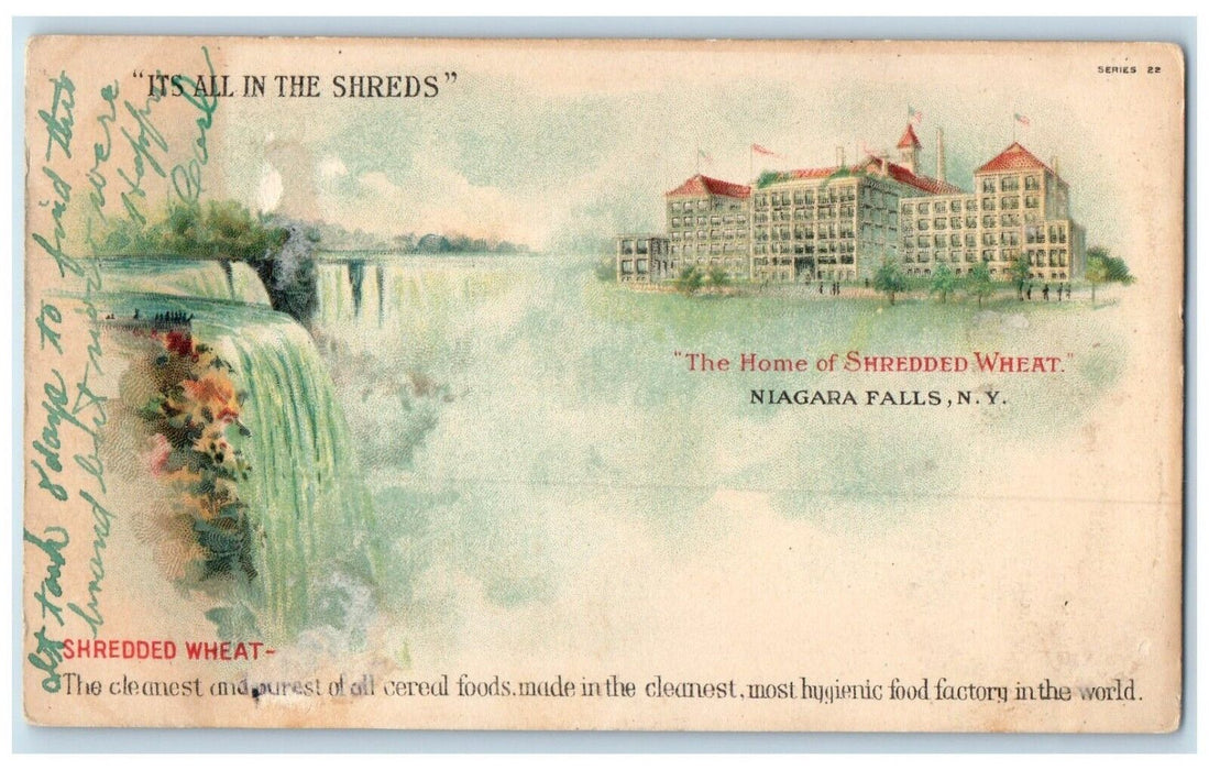 1907 The Home Of Shredded Wheat Niagara Falls New York NY Waterfalls Postcard
