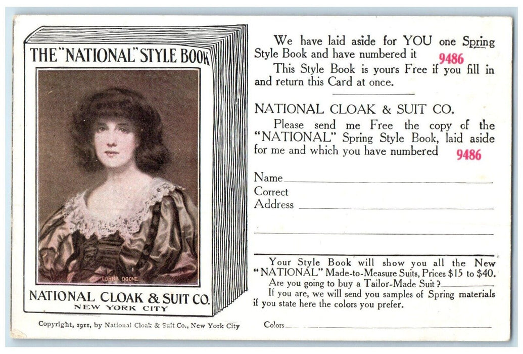 National Cloak & Suit Company Book New York City NY Advertising Antique Postcard