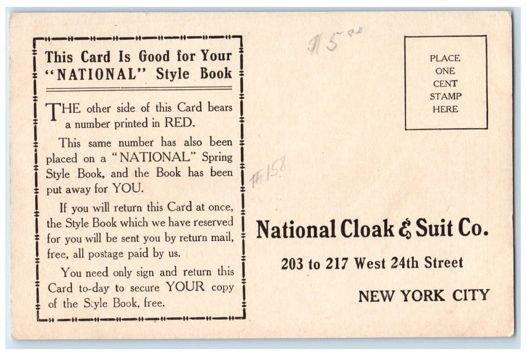 National Cloak & Suit Company Book New York City NY Advertising Antique Postcard