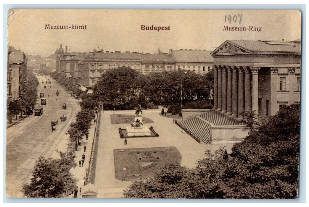 1907 Muzeum-Korut Museum-Ring Budapest Hungary Posted Antique Postcard