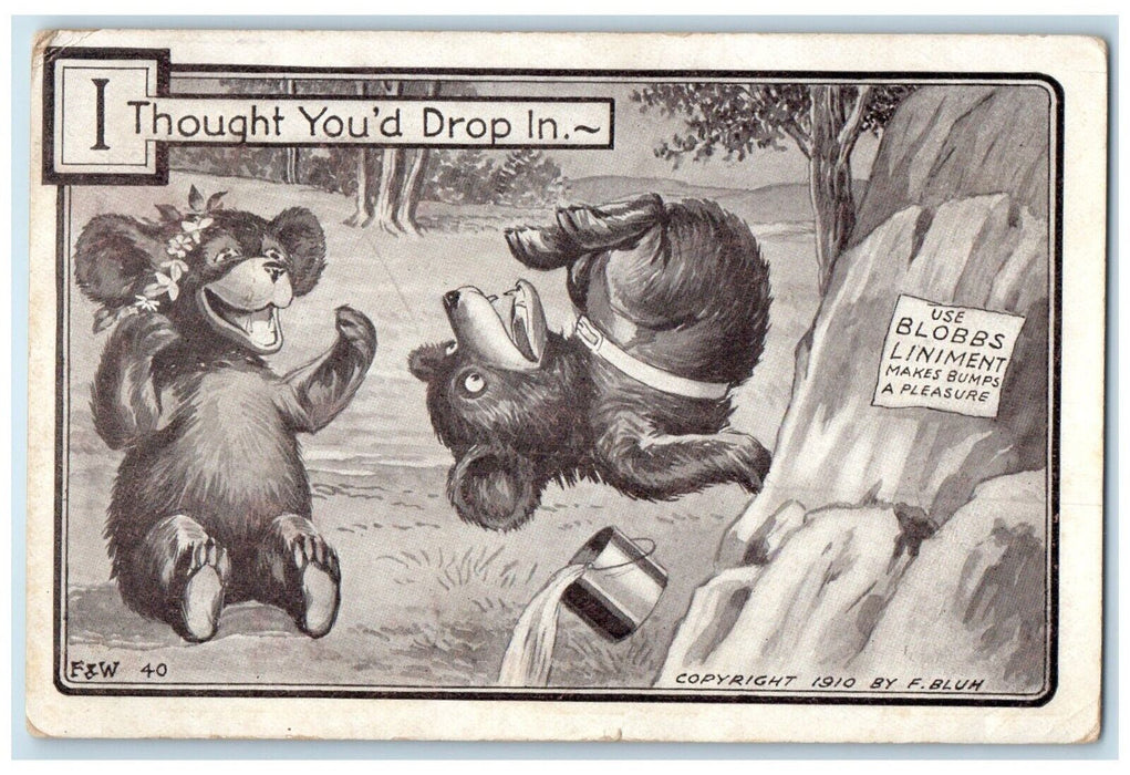 c1910's Bears Blobbs Liniment Bumps Beloit Kansas KS Posted Antique Postcard