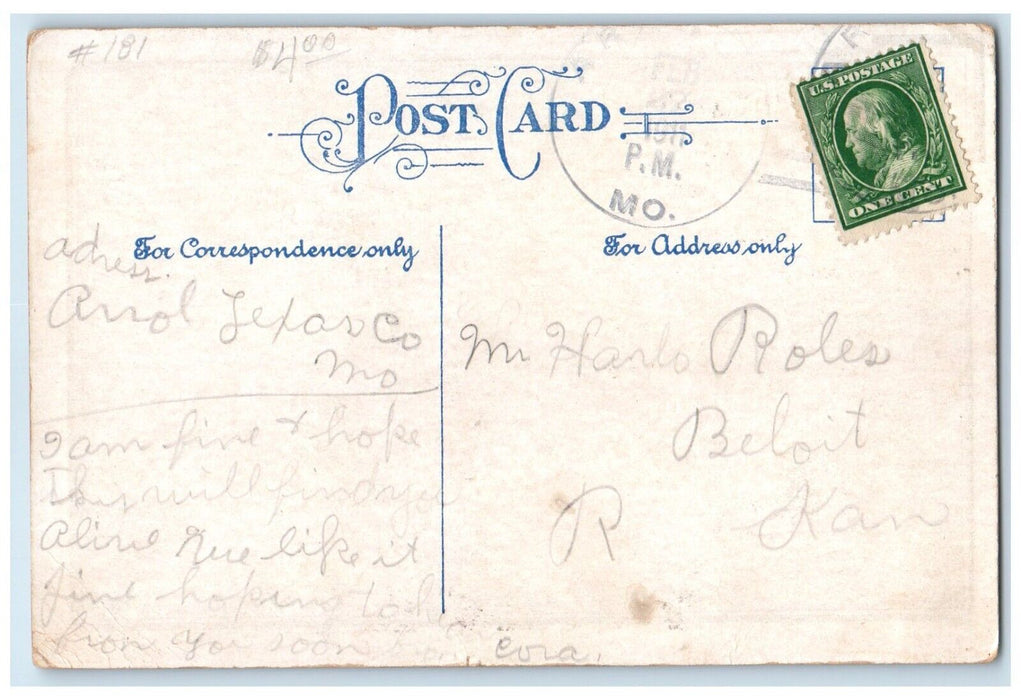 c1910's Bears Blobbs Liniment Bumps Beloit Kansas KS Posted Antique Postcard