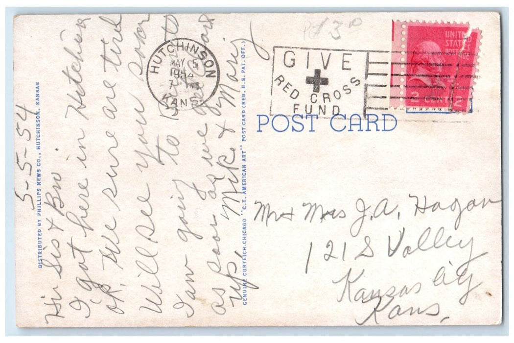 1954 W.Y. Morgan Elementary School Exterior Building Hutchinson Kansas Postcard