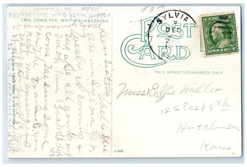 1911 Stewart Hospital Exterior Building Classic Car Hutchinson Kansas Postcard
