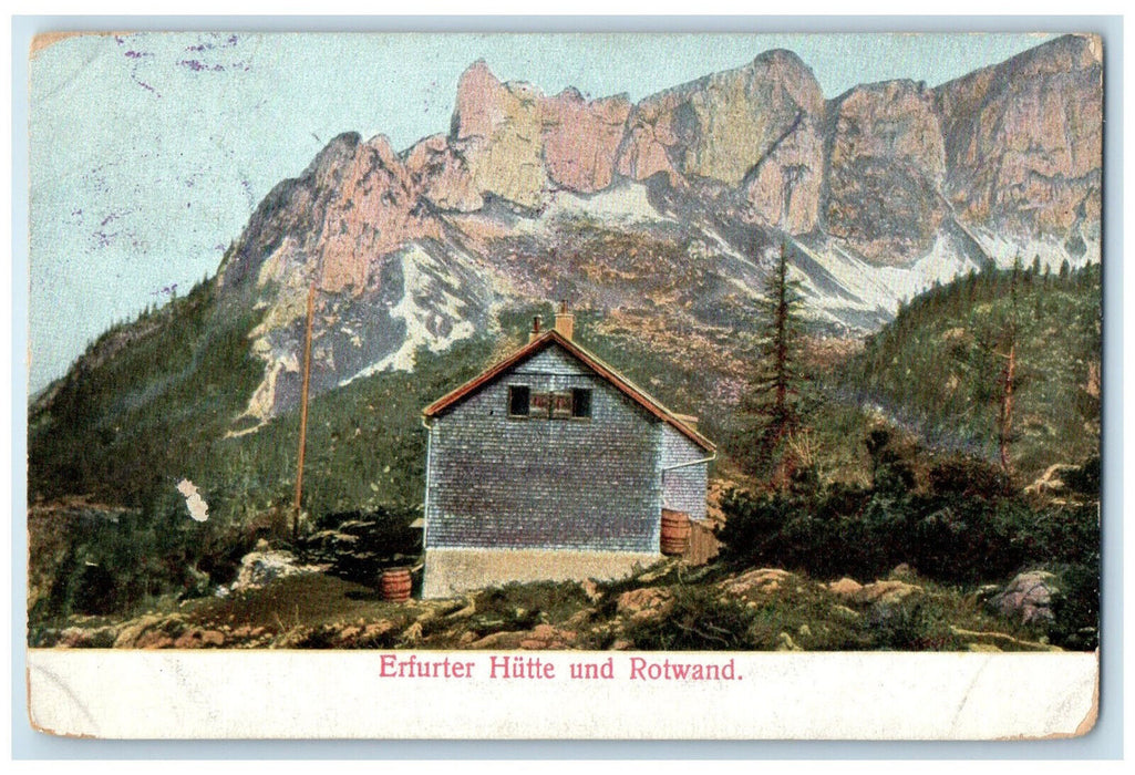 c1905 Erfurt Hut and Croda Rossa South Tyrol Italy Antique Posted Postcard