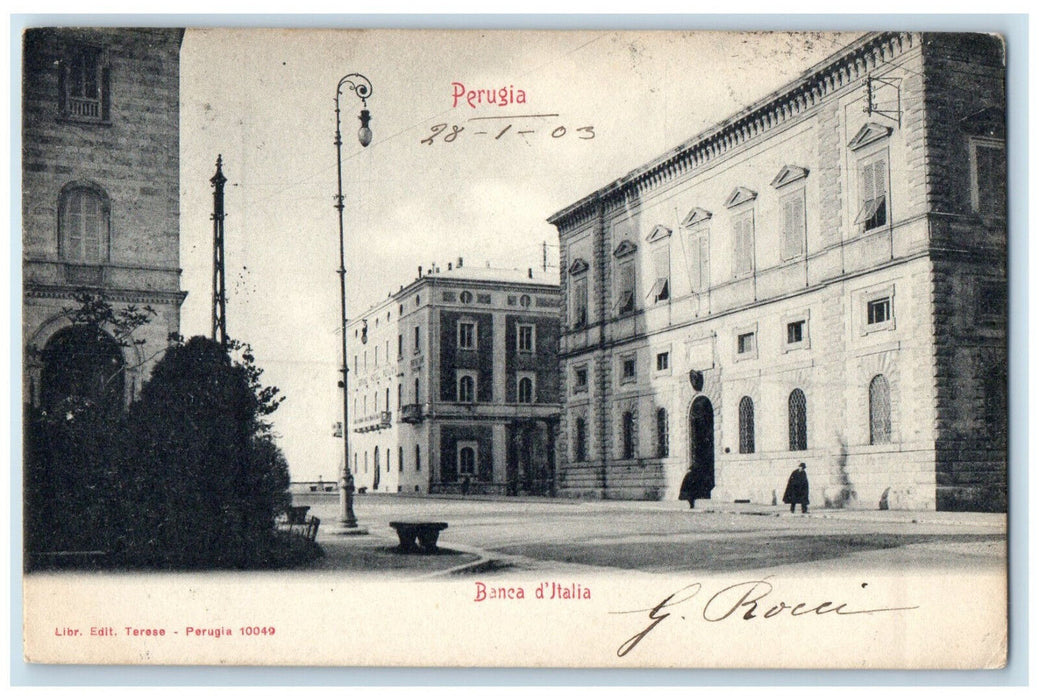 c1905 Road View Banca d'Italy Perugia Italy Posted Antique Postcard