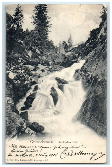 1906 Grimselstrasse Aerlenbachfall Zürich Switzerland Antique Postcard