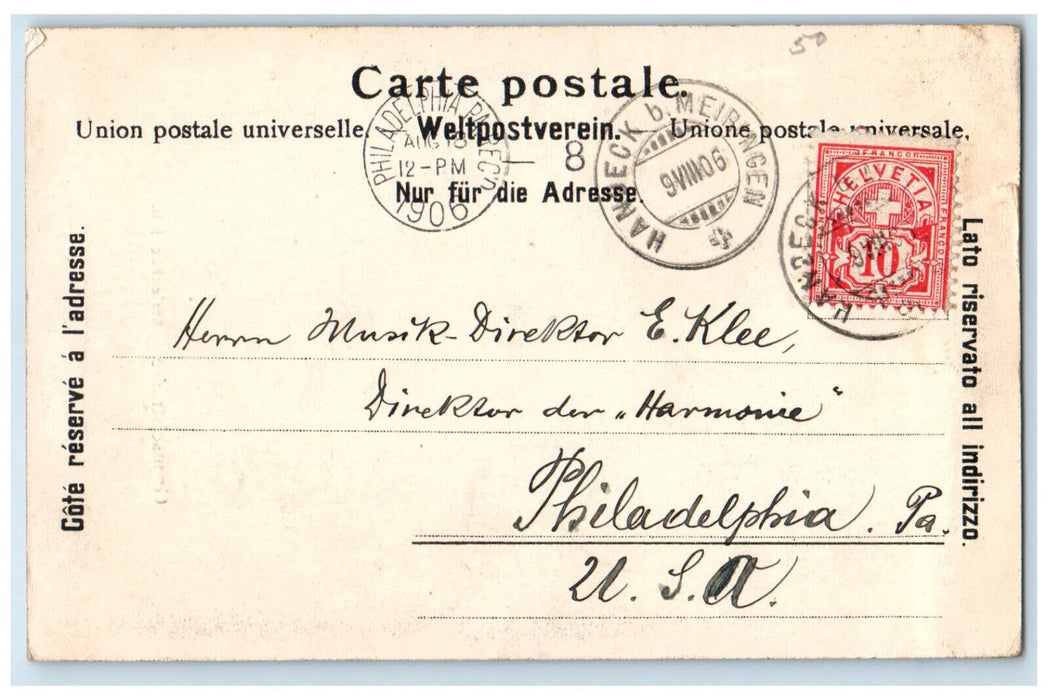 1906 Grimselstrasse Aerlenbachfall Zürich Switzerland Antique Postcard