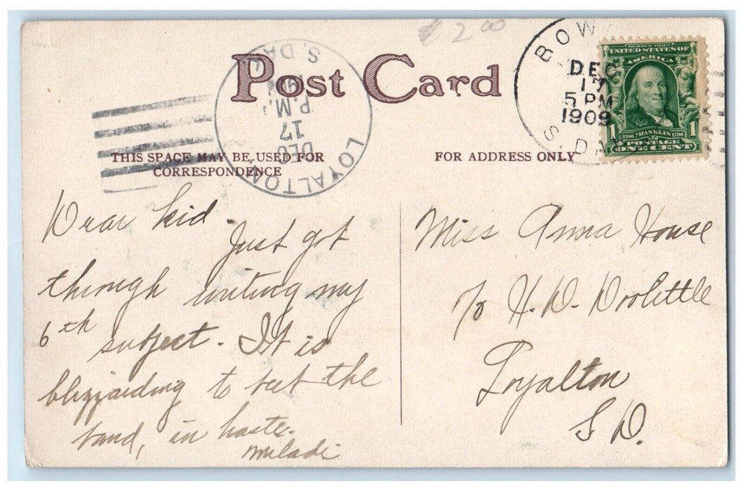 1909 Happy Days Anthropomorphic Dog Reading Newspaper Loyalton SD Postcard