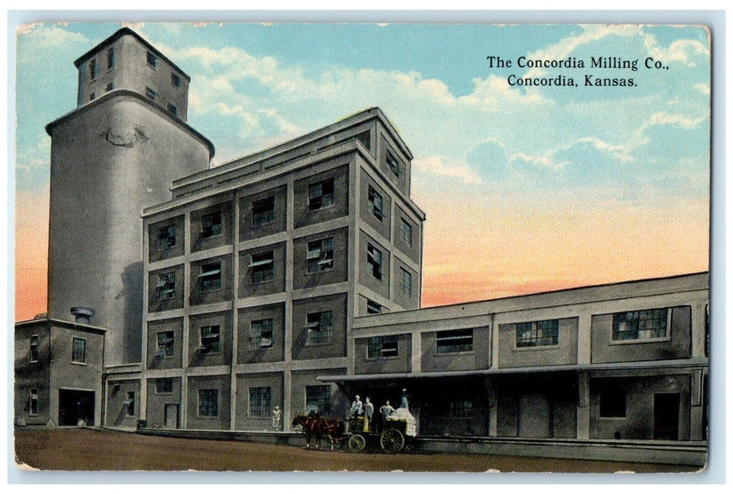 1910 Exterior View Concordia Milling Co Horse Carriage Concordia Kansas Postcard