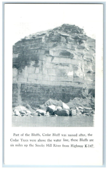 c1940 Cedar Bluff Smoky Hill River Highway K-147 Kansas Antique Vintage Postcard